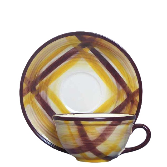 Vernonware Organdie, Kitsch, cup and saucer, yellow/brown plaid (cup/saucer set) - Picture 3 of 5